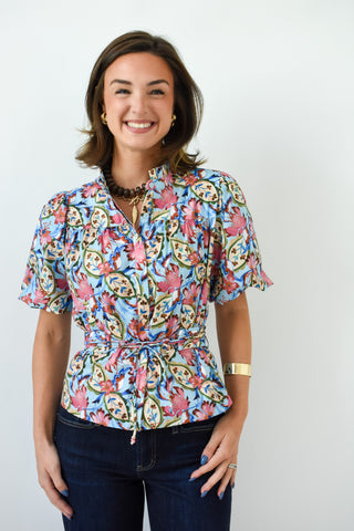 Flirty Florals Belted Top
