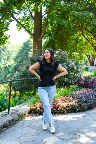 A Pop Of Ruffle Sleeve Top