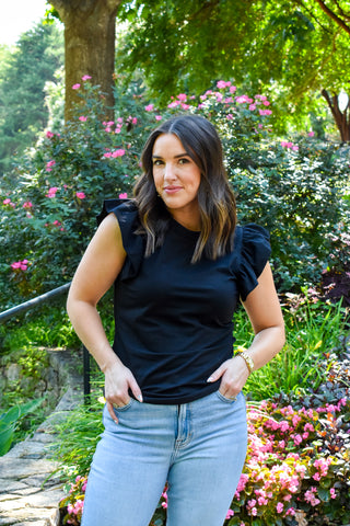 A Pop Of Ruffle Sleeve Top