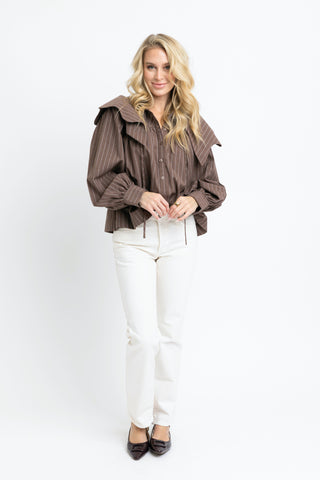 Karlie Stripe Peter Pan Collar Top