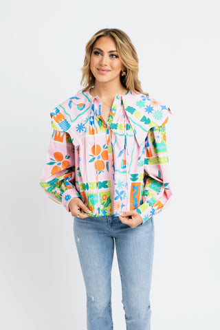 Karlie Floral Frame Collar Top