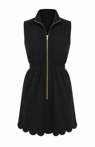 Sassy Scalloped Zip Front Dress