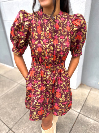 Buckled Beauty Botanical Print Dress