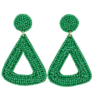 Beaded Round Triangle Earrings