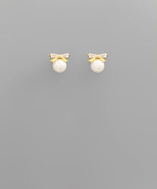 Bow And Pearl Studs