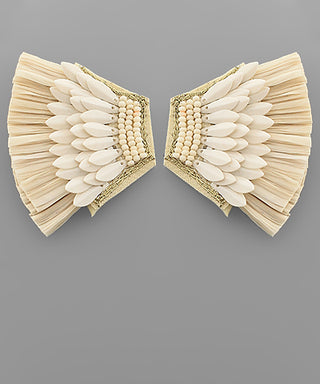 Raffia And Sequin Wing Earrings