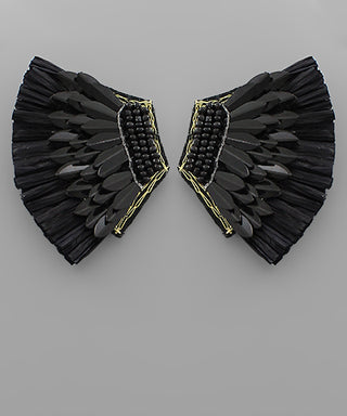 Raffia And Sequin Wing Earrings