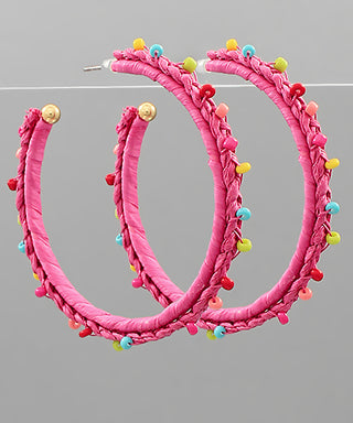 Wrapped Raffia Bead Hoops