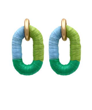 Raffia Wrapped Oval Link Earrings