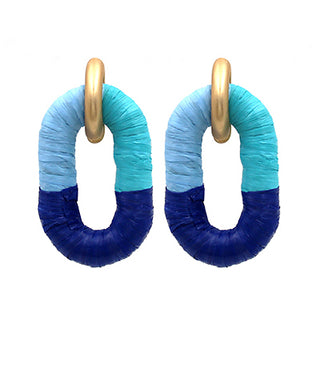 Raffia Wrapped Oval Link Earrings