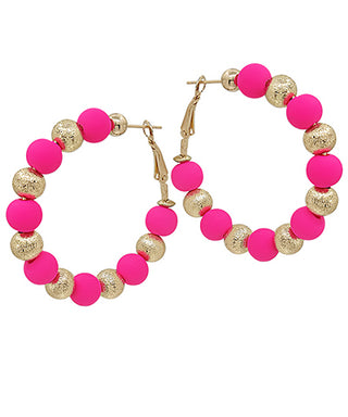 Satin And Clay Ball Mix Hoops