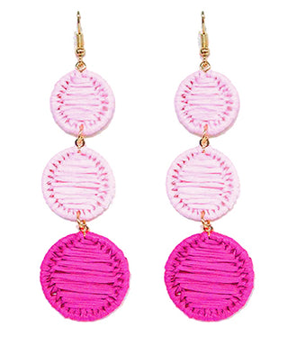 3 Connected Circles Raffia Drop Earring