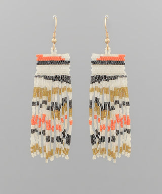 Beaded Striped Fringe Earrings
