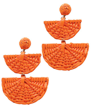 Linked Rattan Fan Drop Earrings