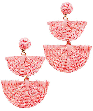 Linked Rattan Fan Drop Earrings