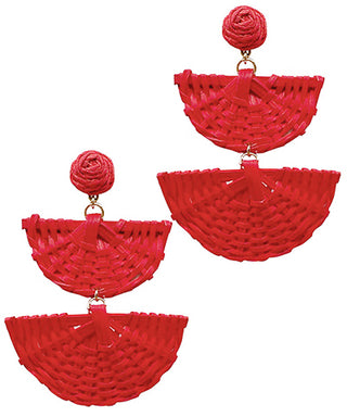 Linked Rattan Fan Drop Earrings