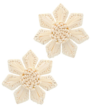 Wrapped Raffia Flower Earrings