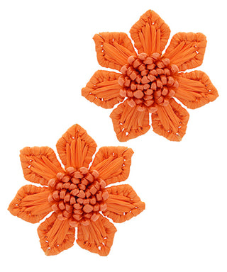 Wrapped Raffia Flower Earrings