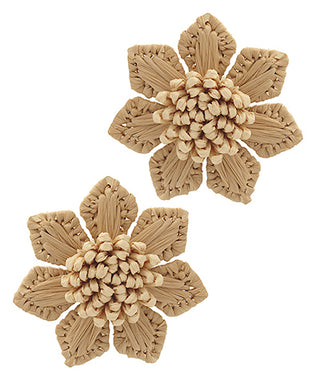 Wrapped Raffia Flower Earrings