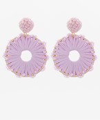 Beaded Round And Raffia Earrings