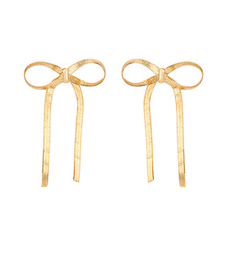 Herringbone Chain Bow Earrings