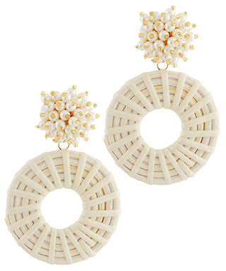 Cluster Pearl Donut Rattan Earrings