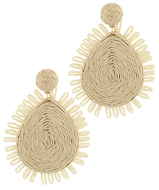 Wrapped Raffia Teardrop Earrings