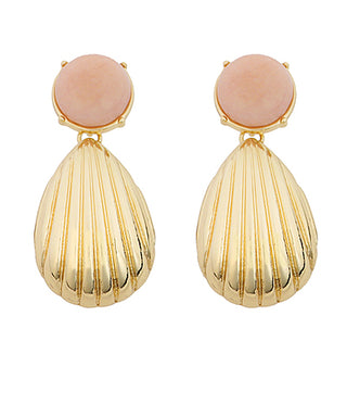 Shell and Dome Stone Earrings