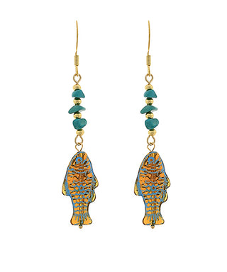 Linear Fish & Chipped Stone Earrings