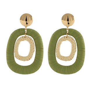 Wrapped Raffia 2 Oval Earrings