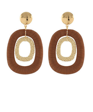 Wrapped Raffia 2 Oval Earrings