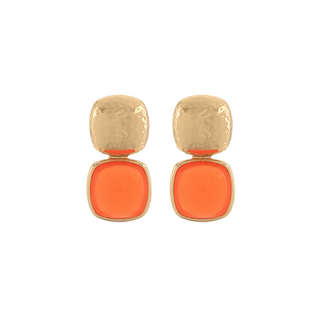 Color & Metal Square Earrings