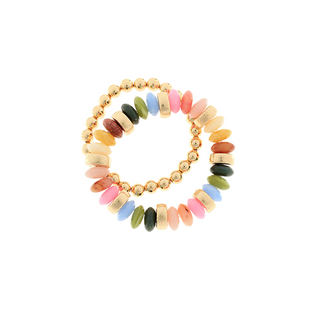 2 Row Color Rondelle Beads Bracelet Multi