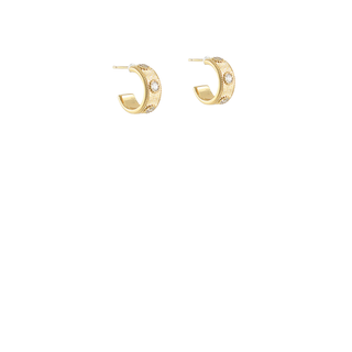 CZ Station Textured Hoops