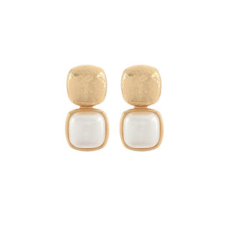 Color & Metal Square Earrings