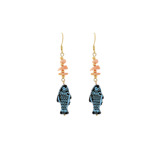 Linear Fish & Chipped Stone Earrings