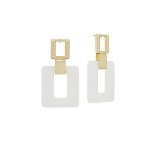 2 Square Metal & Resin Earrings