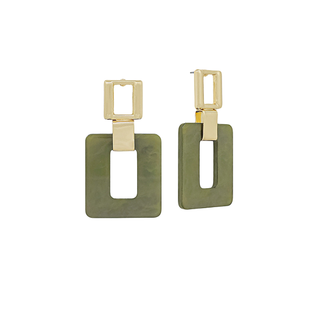 2 Square Metal & Resin Earrings