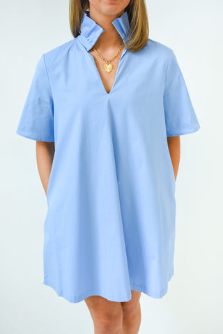 Sky's The Limit Ruffle Collar Dress