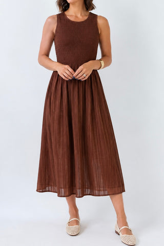 Espresso Yourself Smocked Midi Dress