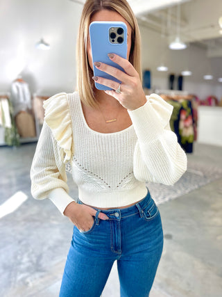 Ruffled And Ready Cropped Sweater