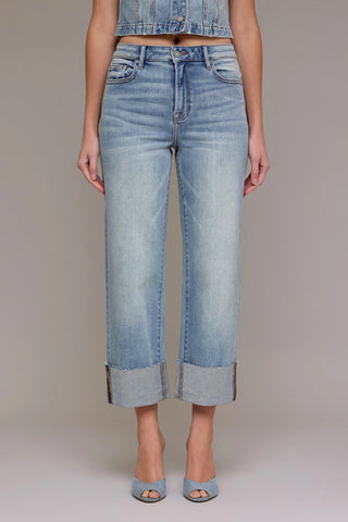 Hidden Ella High Rise Wide Straight Jean with Cuff