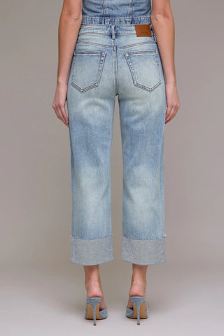Hidden Ella High Rise Wide Straight Jean with Cuff