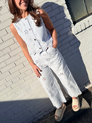 Eyelet Daydreams Wide Leg Pants
