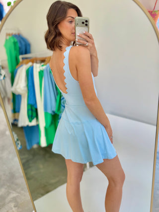 Karlie Solid Scallop Kourt Dress