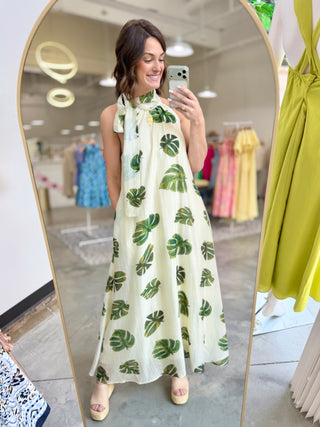 Palm Me Maybe Halter Maxi Dress