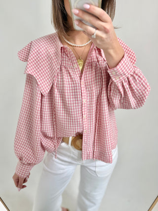 Karlie Gingham Peter Pan Collar Top