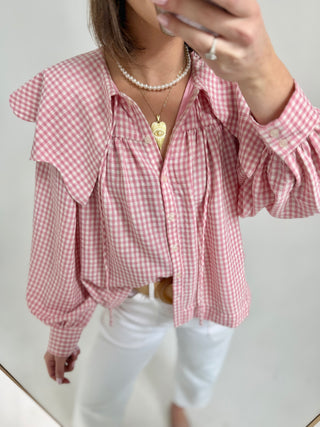 Karlie Gingham Peter Pan Collar Top