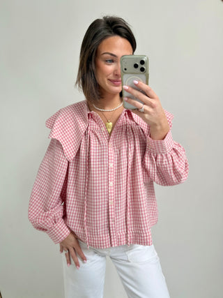 Karlie Gingham Peter Pan Collar Top