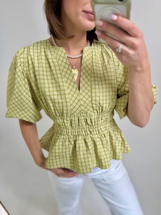 Plaid About You Puff Sleeve Top